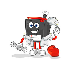 radio mechanic cartoon. cartoon mascot vector