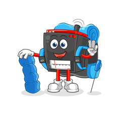 radio go camping mascot. cartoon vector