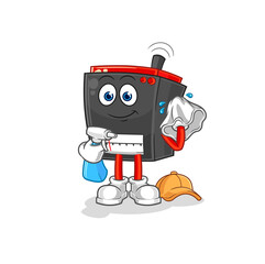 radio cleaner vector. cartoon character