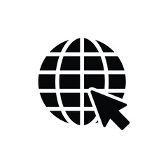 Go to web icon. Globe with cursor. Site, internet click concept. Vector illustration isolated on white background. EPS 10.