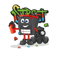 radio graffiti artist vector. cartoon character