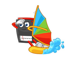radio windsurfing character. mascot vector