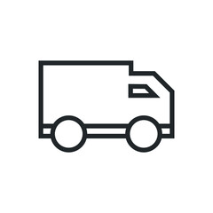 Truck icon. Simple outline style. Thin line symbol. Shipping car, delivery concept. Vector illustration isolated on white background. EPS 10.