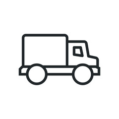 Truck icon. Simple outline style. Thin line symbol. Shipping car, delivery concept. Vector illustration isolated on white background. EPS 10.