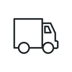 Truck icon. Simple outline style. Thin line symbol. Shipping car, delivery concept. Vector illustration isolated on white background. EPS 10.