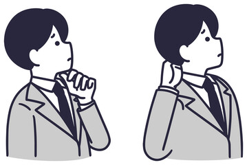 悩む男性　シンプルイラスト