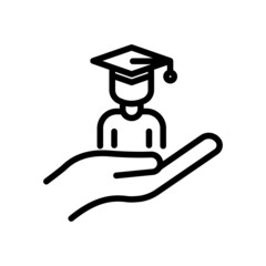 Education icon vector. student with hand. Line icon style. Simple design illustration editable