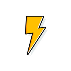 Thunder and bolt lighting flash icon. Flat style on white background. Vector illustration isolated. EPS 10.