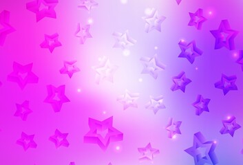 Light Purple, Pink vector texture with beautiful stars.