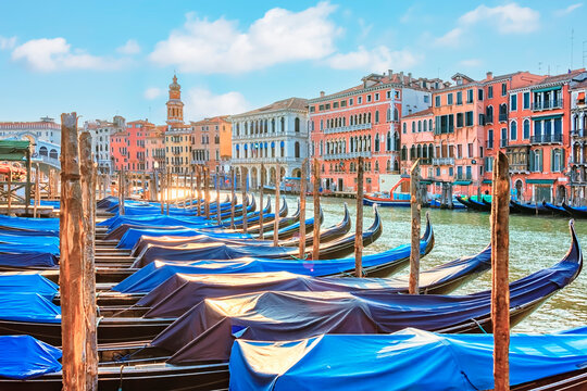 Gondolas in Venice city