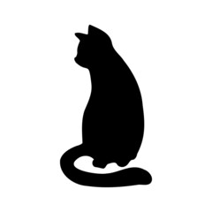 Black cat silhouette isolated on white. Vector illustration