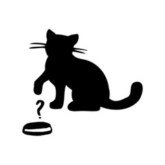 Black cat silhouette isolated on white. Vector illustration