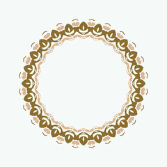 round linear narrow and wide frame in abstract oriental motif. Traditional elegant floral eastern ornament to decorate and design greeting cards, certificates, wedding invitations