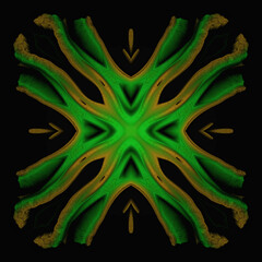 Green summertime 3D ornate ornamental texture details on black background