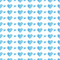 background of blue hearts vector watercolor. seamless pattern heart and arrow with heart watercolor vector