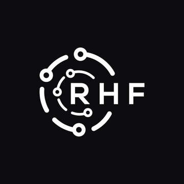 RHF technology letter logo design on black  background. RHF creative initials technology letter logo concept. RHF technology letter design.
