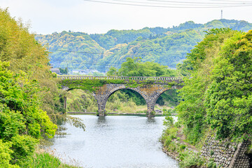 Fototapeta premium 初夏の分寺橋 大分県宇佐市 Buji bridge in early summer. Ooita Usa city.