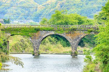 Fototapeta premium 初夏の分寺橋 大分県宇佐市 Buji bridge in early summer. Ooita Usa city.