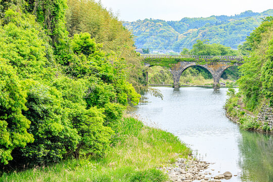 初夏の分寺橋　大分県宇佐市　Buji bridge in early summer. Ooita Usa city.