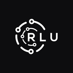 RLU technology letter logo design on black  background. RLU creative initials technology letter logo concept. RLU technology letter design.

