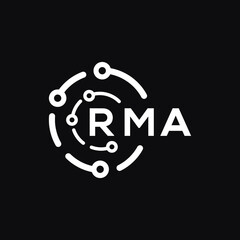 RMA technology letter logo design on black  background. RMA creative initials technology letter logo concept. RMA technology letter design.
