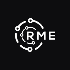 RME technology letter logo design on black  background. RME creative initials technology letter logo concept. RME technology letter design.
