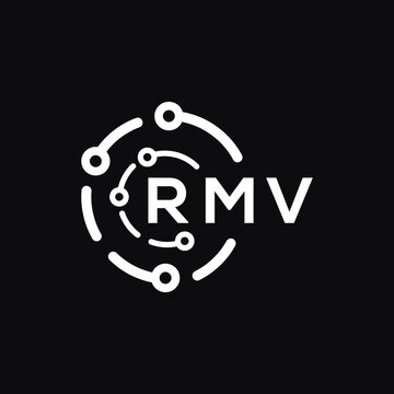 RMV technology letter logo design on black  background. RMV creative initials technology letter logo concept. RMV technology letter design.
