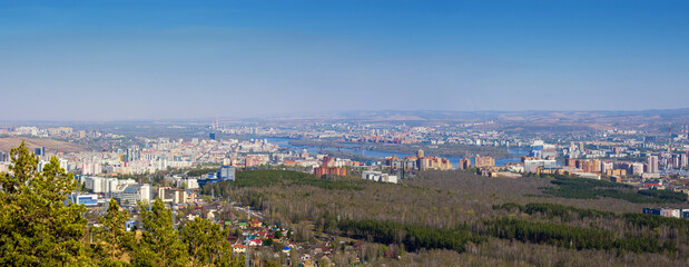 Obraz na płótnie Canvas Panorama of the city of Krasnoyarsk. Siberia Russia. Summer sunny day
