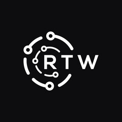 RTW technology letter logo design on black  background. RTW creative initials technology letter logo concept. RTW technology letter design.
