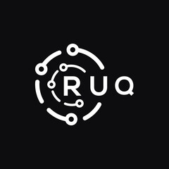 RUQ technology letter logo design on black  background. RUQ creative initials technology letter logo concept. RUQ technology letter design.
