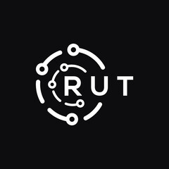 RUT technology letter logo design on black  background. RUT creative initials technology letter logo concept. RUT technology letter design.
