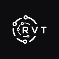 RVT technology letter logo design on black  background. RVT creative initials technology letter logo concept. RVT technology letter design.
