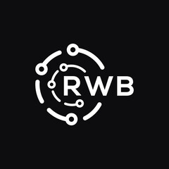 RWB technology letter logo design on black  background. RWB creative initials technology letter logo concept. RWB technology letter design.
