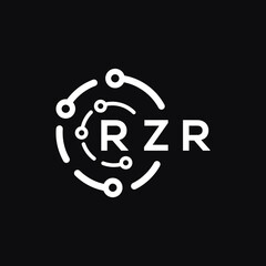 RZR technology letter logo design on black  background. RZR creative initials technology letter logo concept. RZR technology letter design.
