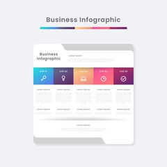 Flat table of steps business infographic template