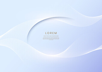 Abstract 3D wave lines dynamic on light blue background.