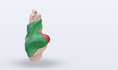 3d friendship day finger Zambia flag rendering left view