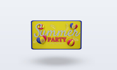 Fototapeta na wymiar 3d Summer party day love Andorra flag rendering front view