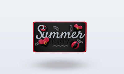 3d Summer party day love Angola flag rendering front view