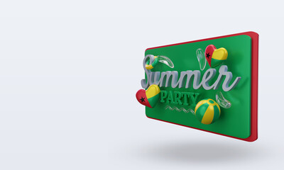 3d Summer party day love Guinea flag rendering right view