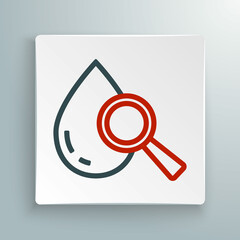 Line Drop and magnifying glass icon isolated on white background. Colorful outline concept. Vector