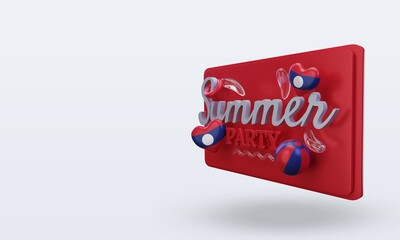 3d Summer party day love Laos flag rendering right view