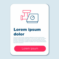 Line Kitchen meat grinder icon isolated on grey background. Colorful outline concept. Vector