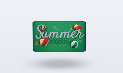 3d Summer party day love Seychelles flag rendering front view