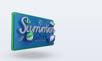 3d Summer party day love Sierra Leone flag rendering left view