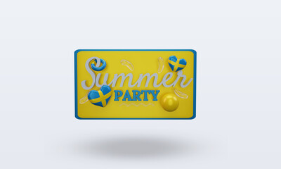 3d Summer party day love Sweden flag rendering front view