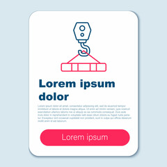 Line Crane hook icon isolated on grey background. Industrial hook icon. Colorful outline concept. Vector