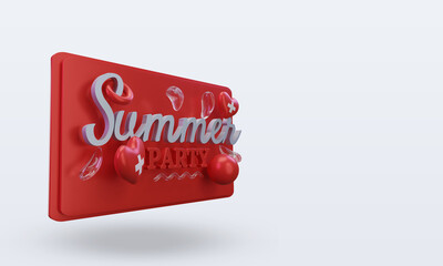 3d Summer party day love Switzerland flag rendering left view