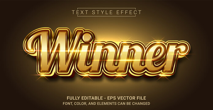 Winner Text Style Effect. Editable Graphic Text Template.