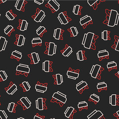 Line Wonton icon isolated seamless pattern on black background. Chinese food. Vector